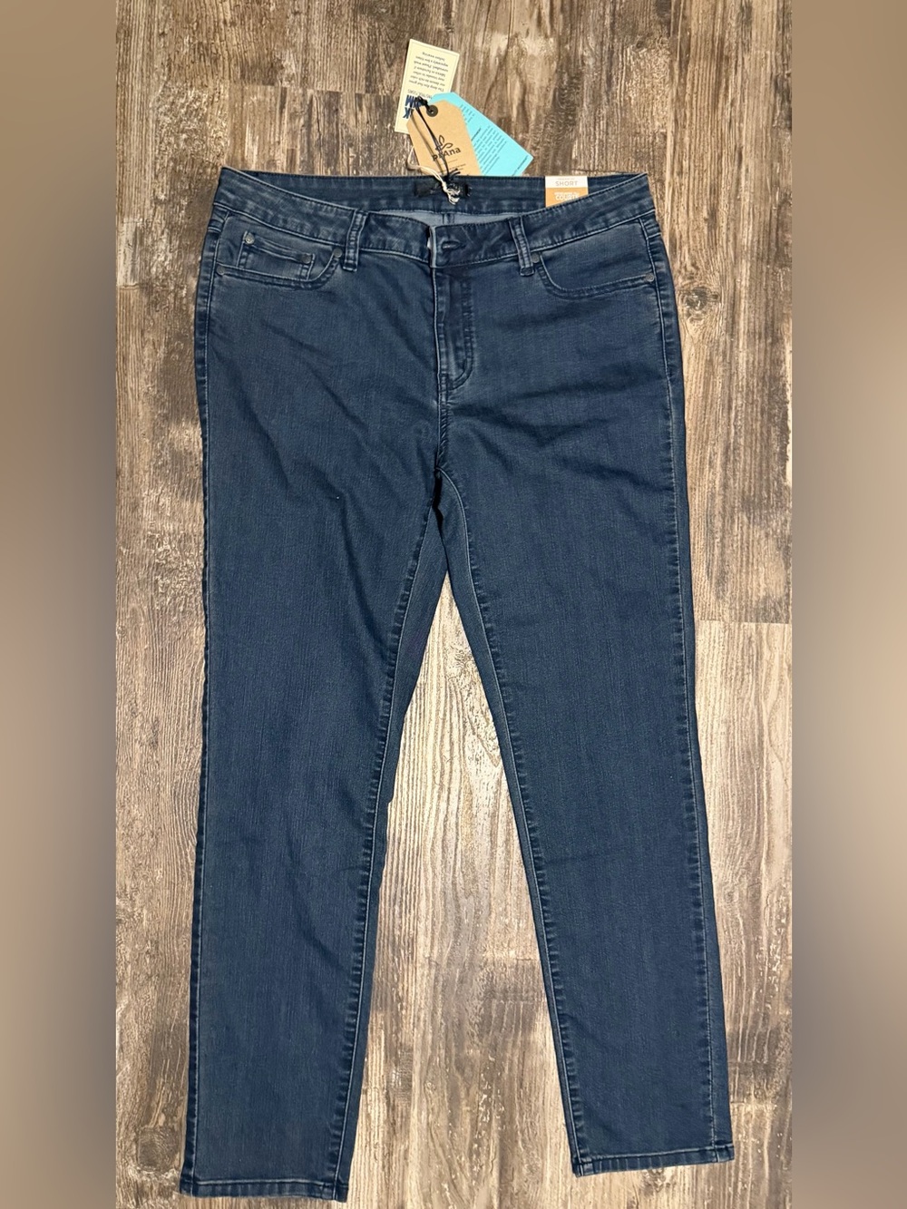 Prana Kayla Dark Blue Short Inseam Stretch 5 Pocket Organic Jeans
